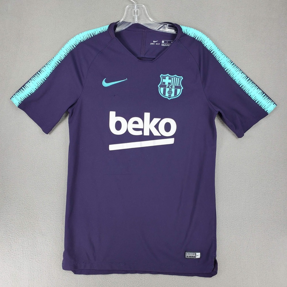 Nike FC Barcelona Training Jersey Mens S‎ Purple Teal Dri-FIT Beko Soccer Shirt